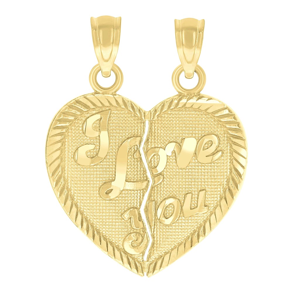 10kt 10k Yellow Gold Womens Textured I Love You Break Apart Heart Charm Pendant